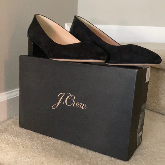 NWOT J Crew Black Suede heels w/ Croc embossed Heel sz 8. Brand new, never worn. - Picture 3 of 5